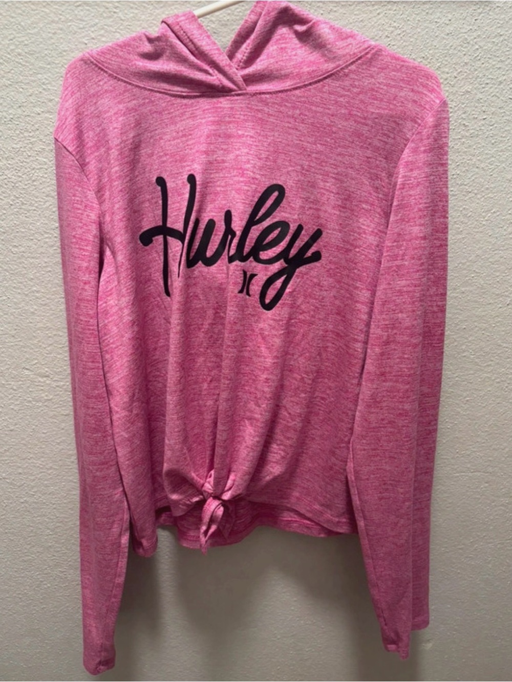Hurley Heather Pink Tie-Front Hoodie